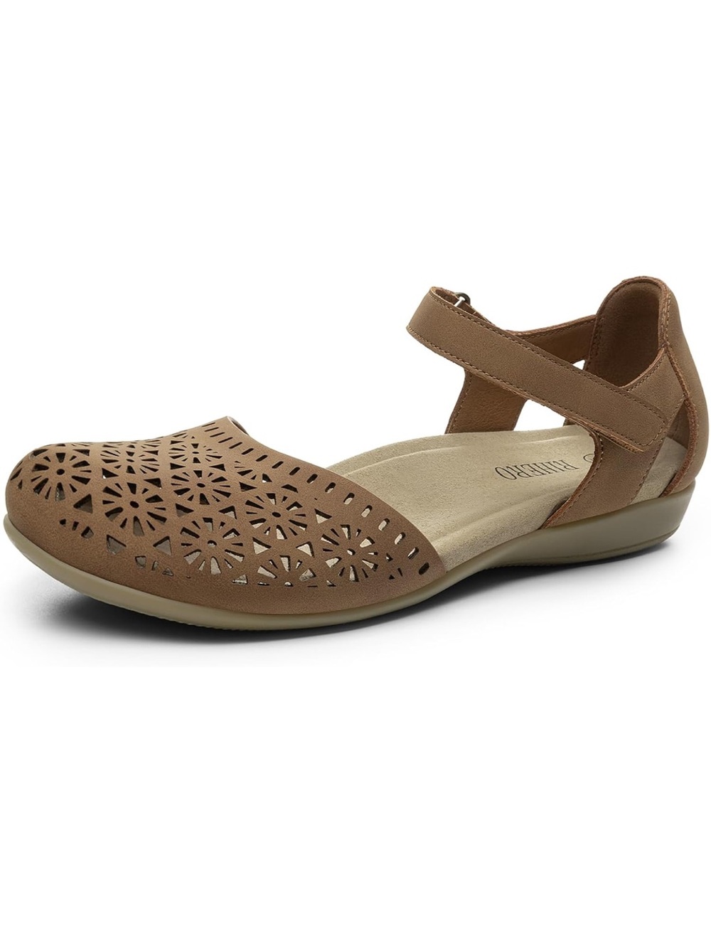 Rihero Comfortable Closed Toe Flat Sandals Tan Hollow Size 9.5. 2325-1